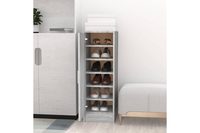 beBasic Skohylle grå sonoma 32x35x92 cm konstruert tre - GrÃ¥ - Oppbevaring - Skooppbevaring