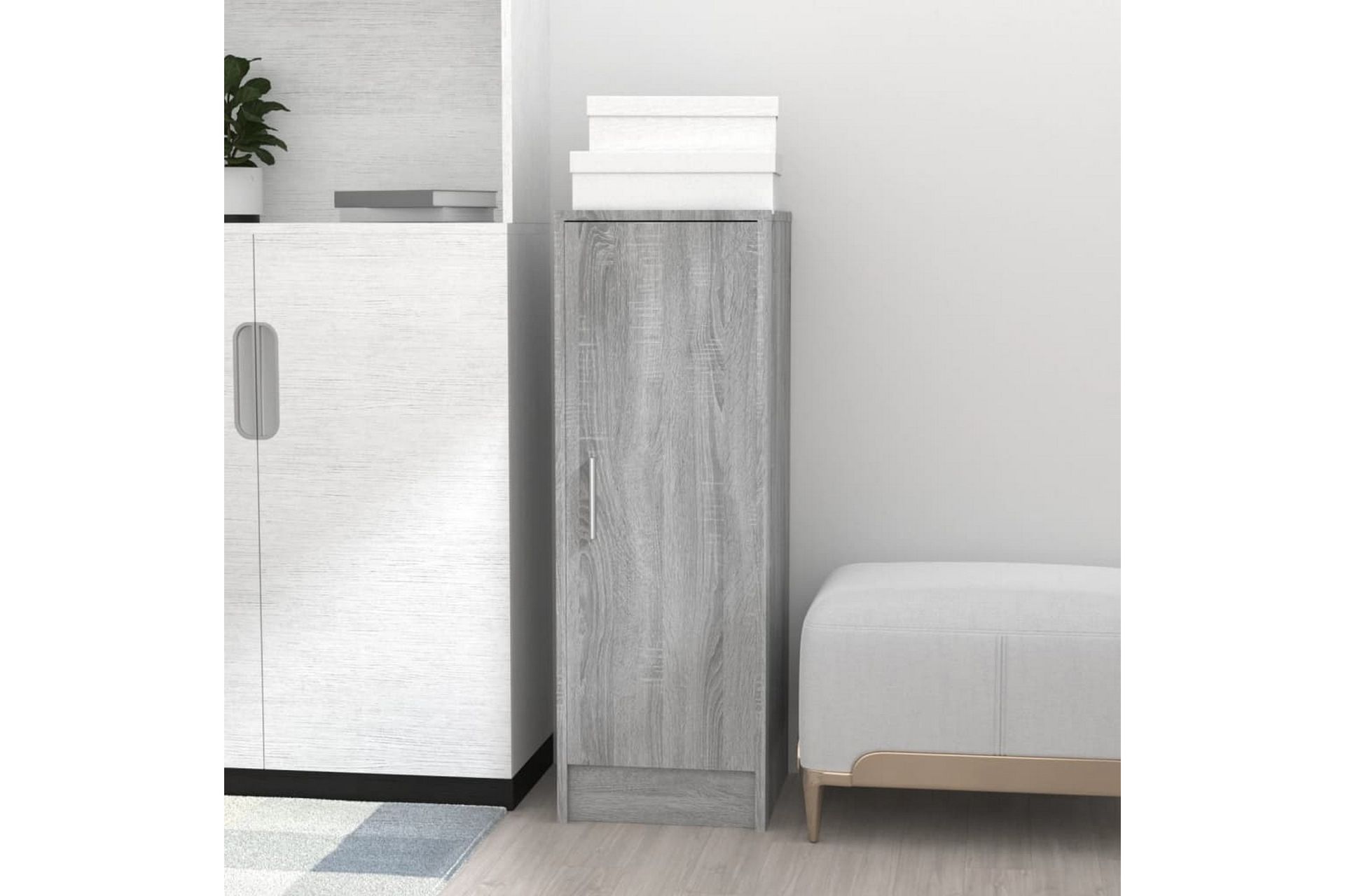 beBasic Skohylle grå sonoma 32x35x92 cm konstruert tre - GrÃ¥ - Oppbevaring - Skooppbevaring