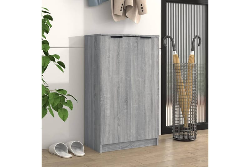 beBasic Skohylle grå sonoma 59x35x100 cm konstruert tre - GrÃ¥ - Oppbevaring - Skooppbevaring