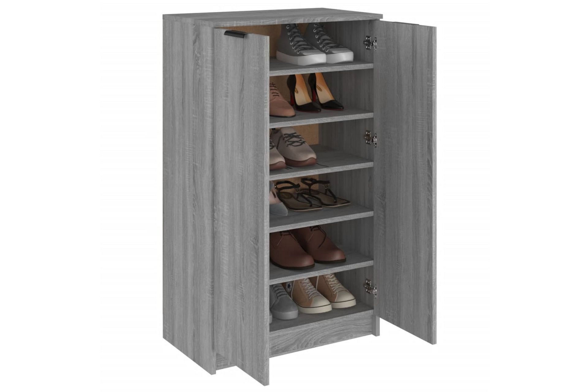 beBasic Skohylle grå sonoma 59x35x100 cm konstruert tre - GrÃ¥ - Oppbevaring - Skooppbevaring