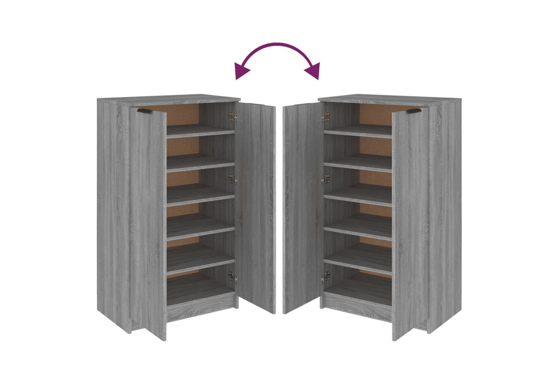 beBasic Skohylle grå sonoma 59x35x100 cm konstruert tre - GrÃ¥ - Oppbevaring - Skooppbevaring