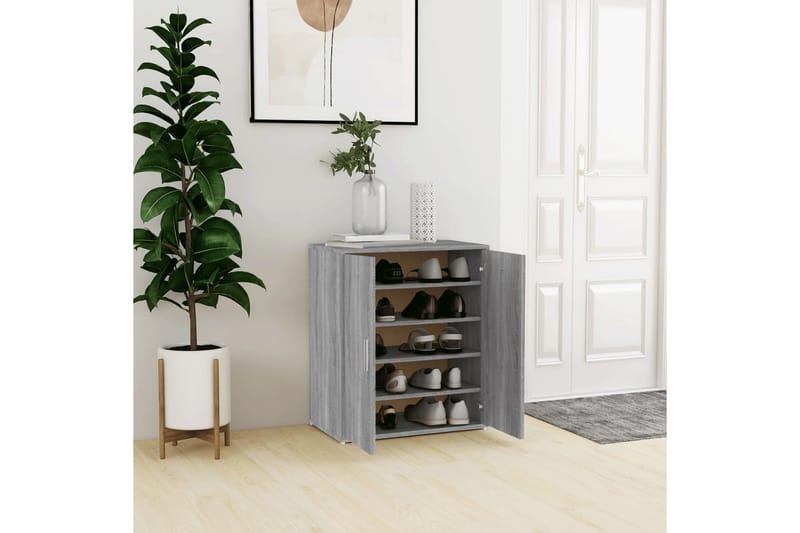 beBasic Skohylle grå sonoma 60x35x70 cm konstruert tre - GrÃ¥ - Oppbevaring - Skooppbevaring