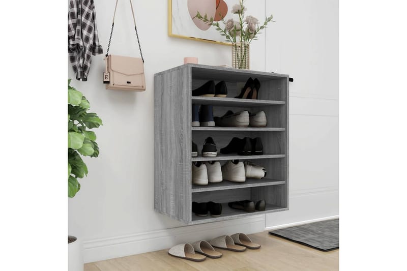 beBasic Skohylle grå sonoma 60x35x70 cm konstruert tre - GrÃ¥ - Oppbevaring - Skooppbevaring
