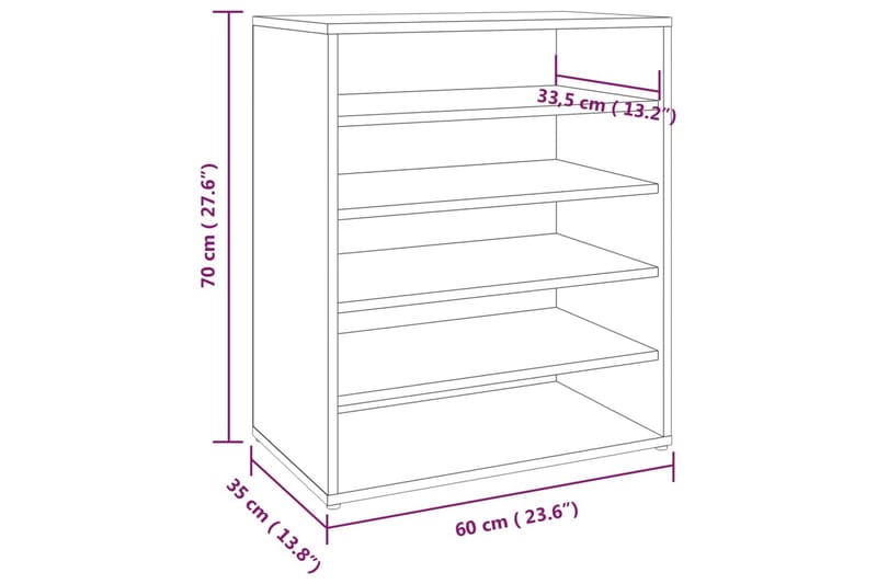 beBasic Skohylle grå sonoma 60x35x70 cm konstruert tre - GrÃ¥ - Oppbevaring - Skooppbevaring