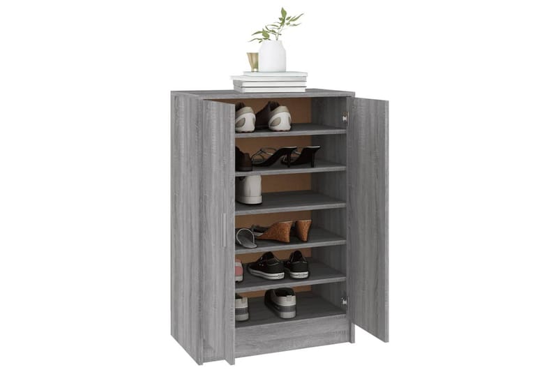 beBasic Skohylle grå sonoma 60x35x92 cm konstruert tre - GrÃ¥ - Oppbevaring - Skooppbevaring