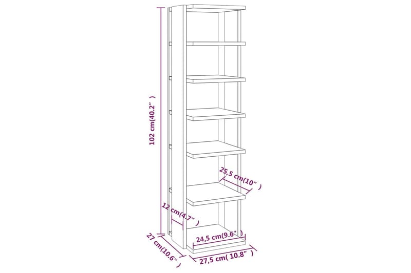 beBasic Skohylle røkt eik 25x27x102 cm konstruert tre - Brun - Gangoppbevaring - Skooppbevaring - Skohylle & skostativ