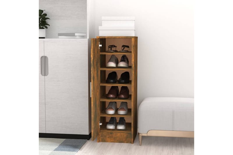beBasic Skohylle røkt eik 32x35x92 cm konstruert tre - Brun - Oppbevaring - Skooppbevaring