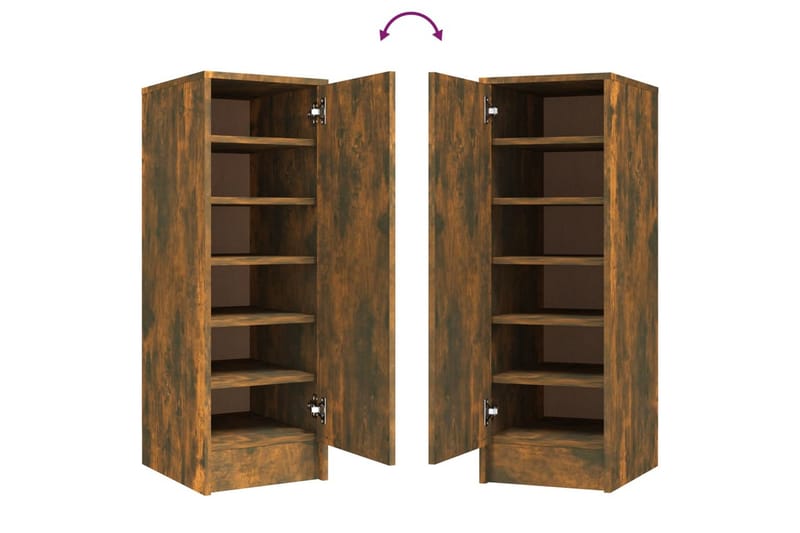 beBasic Skohylle røkt eik 32x35x92 cm konstruert tre - Brun - Oppbevaring - Skooppbevaring