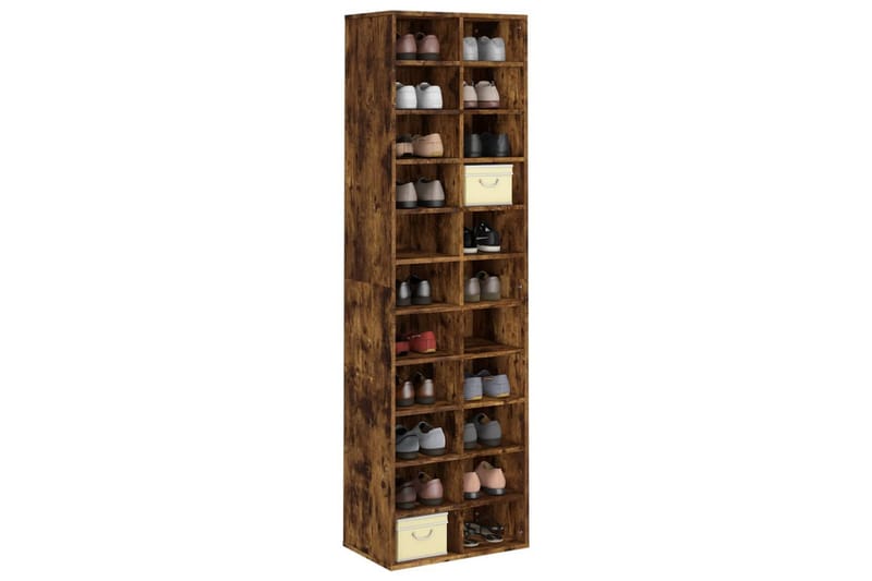 beBasic Skohylle røkt eik 54x34x183 cm konstruert tre - Brun - Oppbevaring - Skooppbevaring