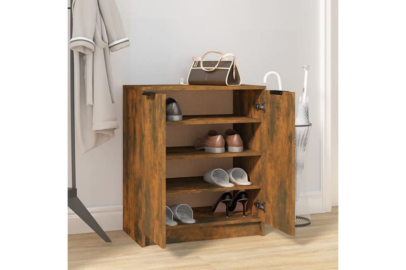 beBasic Skohylle røkt eik 59x35x70 cm konstruert tre - Brun - Oppbevaring - Skooppbevaring