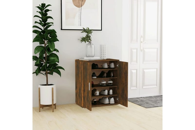 beBasic Skohylle røkt eik 60x35x70 cm konstruert tre - Brun - Oppbevaring - Skooppbevaring