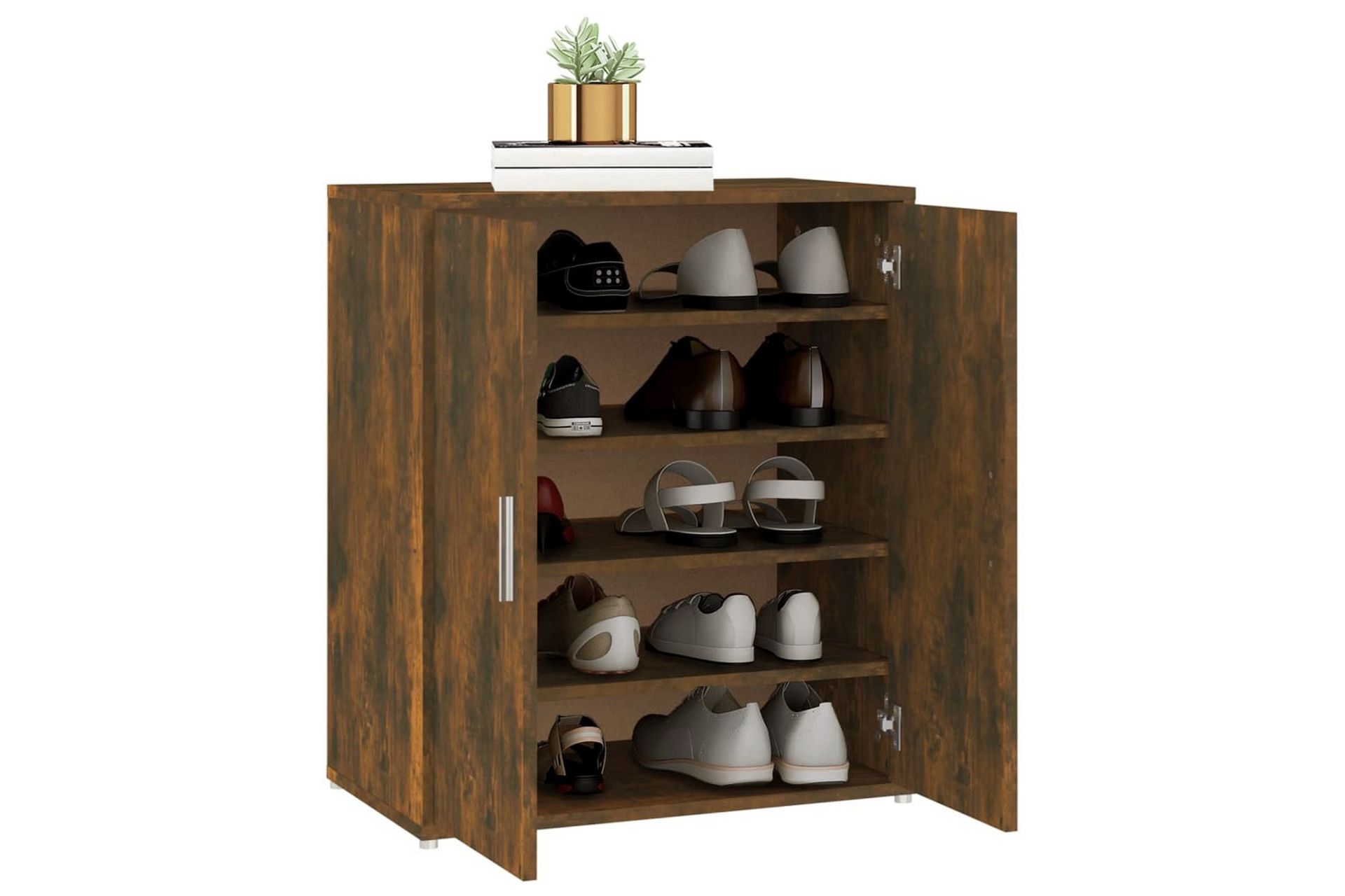 beBasic Skohylle røkt eik 60x35x70 cm konstruert tre - Brun - Oppbevaring - Skooppbevaring