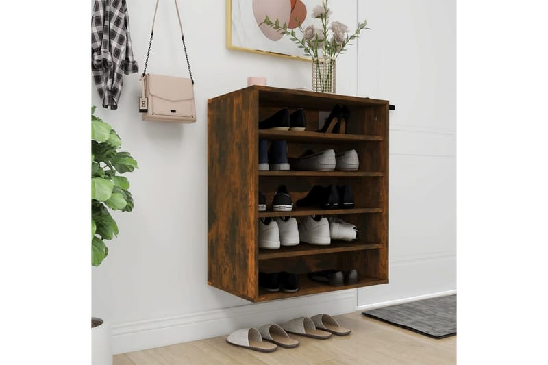 beBasic Skohylle røkt eik 60x35x70 cm konstruert tre - Brun - Oppbevaring - Skooppbevaring