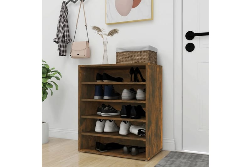 beBasic Skohylle røkt eik 60x35x70 cm konstruert tre - Brun - Oppbevaring - Skooppbevaring