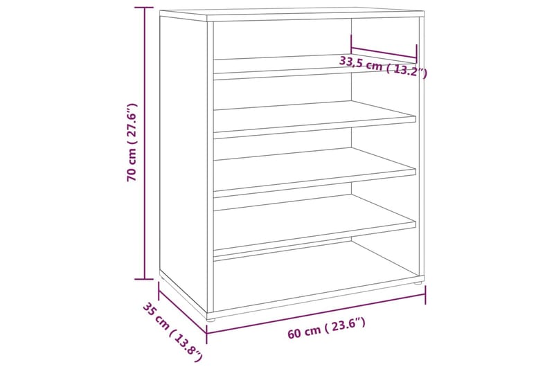 beBasic Skohylle røkt eik 60x35x70 cm konstruert tre - Brun - Oppbevaring - Skooppbevaring