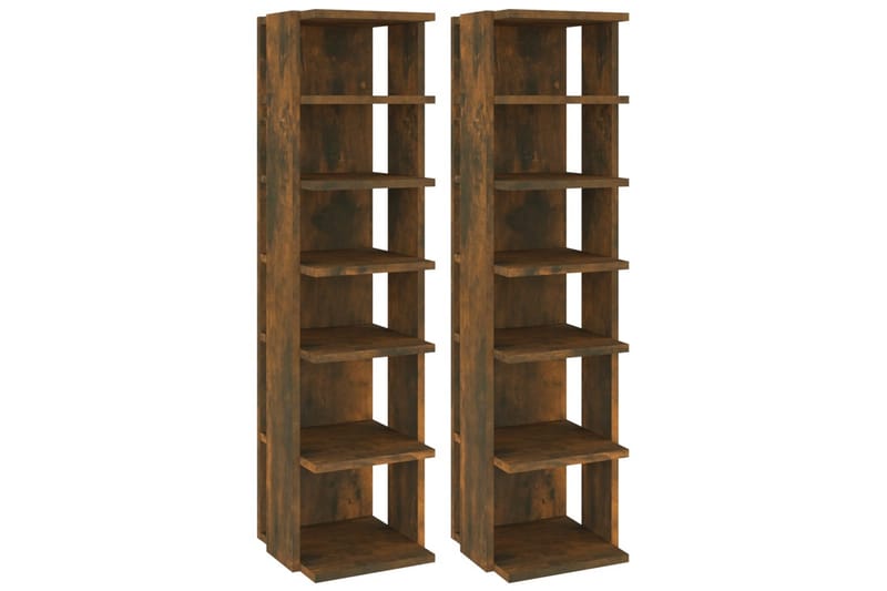 beBasic Skohyller 2 stk røkt eik 25x27x102 cm konstruert tre - Brun - Oppbevaring - Skooppbevaring