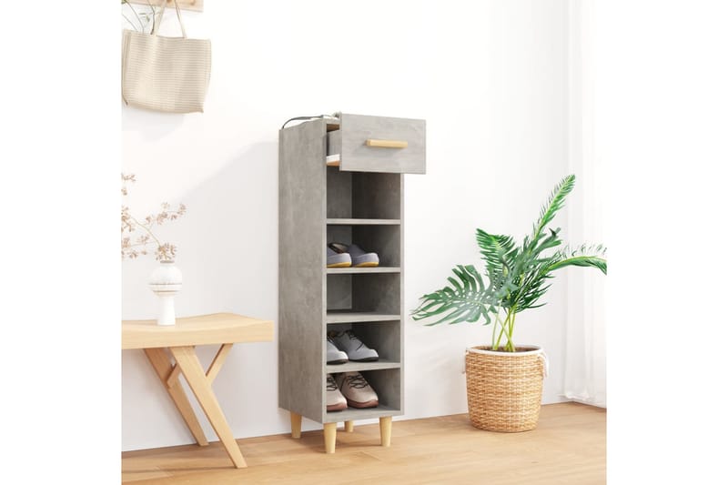 beBasic Skoskap betonggrå 30x35x105 cm konstruert tre - GrÃ¥ - Oppbevaring - Skooppbevaring - Skoskap