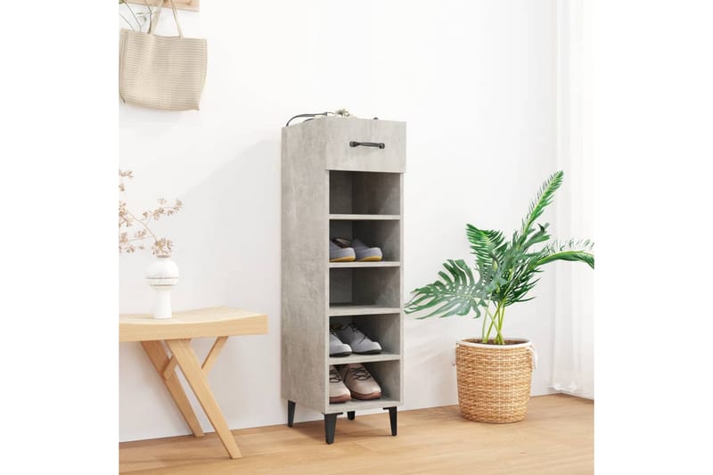 beBasic Skoskap betonggrå 30x35x105 cm konstruert tre - GrÃ¥ - Oppbevaring - Skooppbevaring - Skoskap