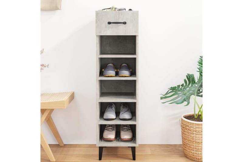 beBasic Skoskap betonggrå 30x35x105 cm konstruert tre - GrÃ¥ - Oppbevaring - Skooppbevaring - Skoskap