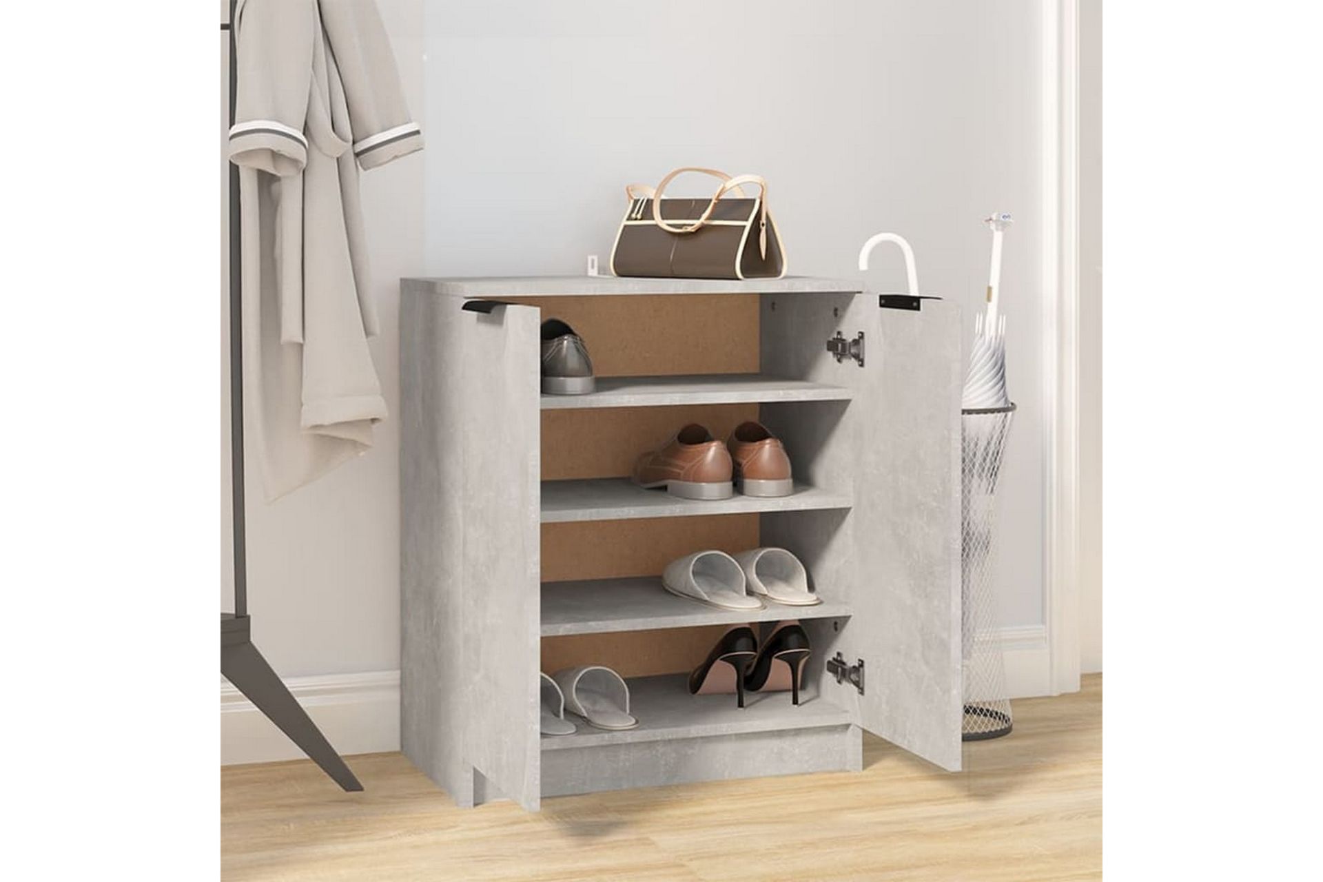 beBasic Skoskap betonggrå 59x35x70 cm konstruert tre - GrÃ¥ - Oppbevaring - Skooppbevaring - Skoskap