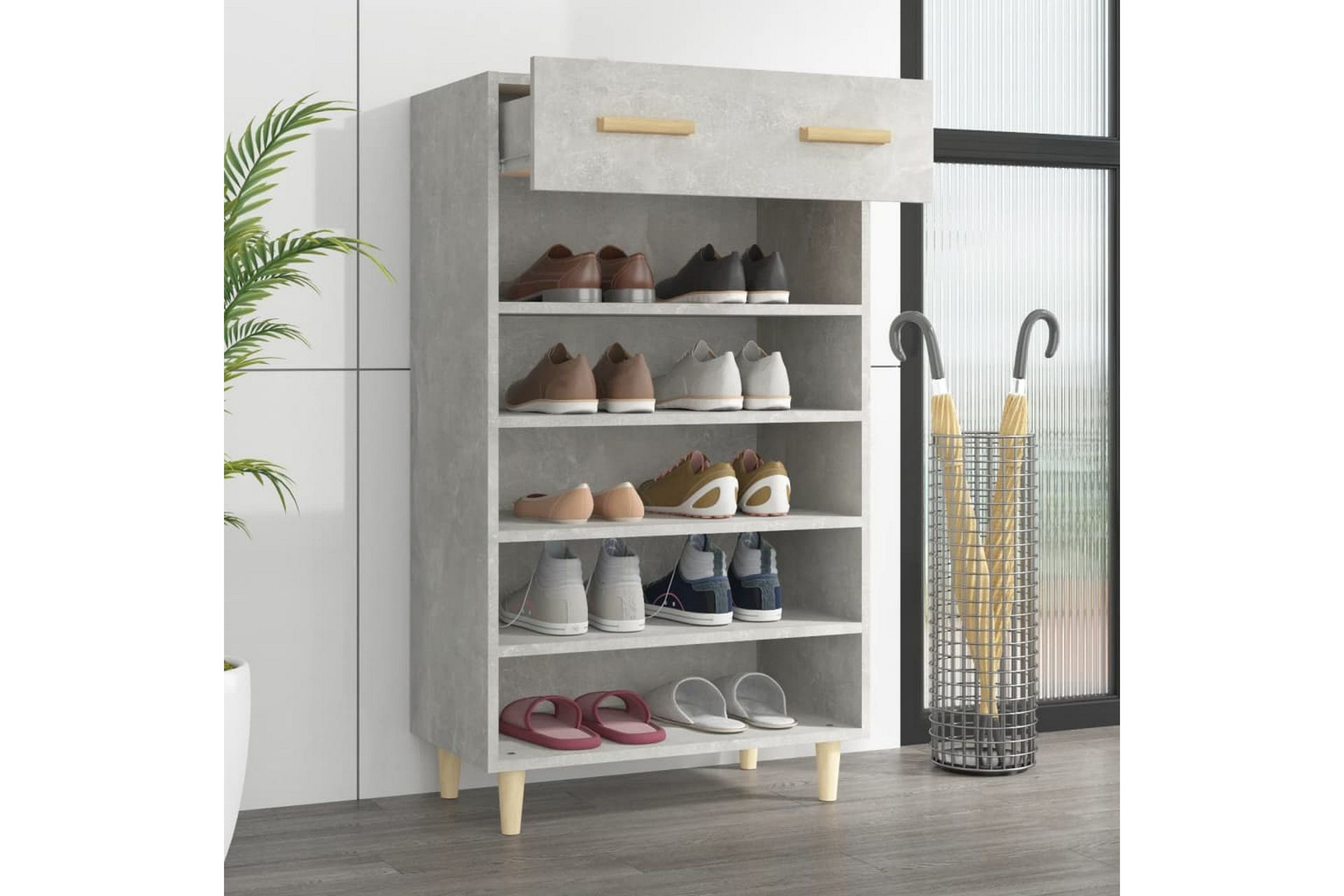 beBasic Skoskap betonggrå 60x35x105 cm konstruert tre - GrÃ¥ - Oppbevaring - Skooppbevaring - Skoskap