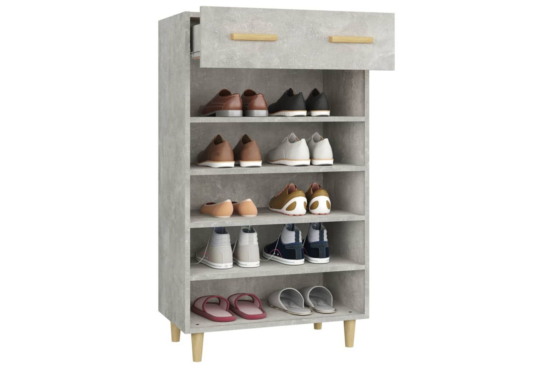 beBasic Skoskap betonggrå 60x35x105 cm konstruert tre - GrÃ¥ - Oppbevaring - Skooppbevaring - Skoskap