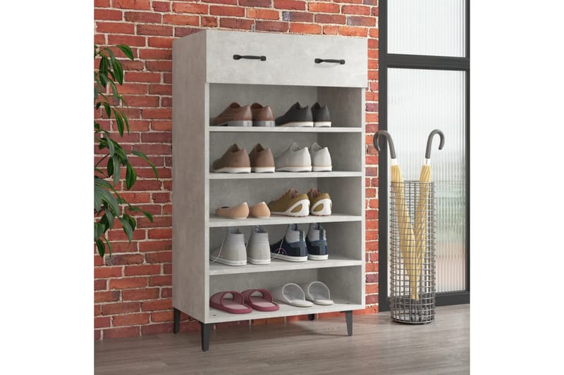beBasic Skoskap betonggrå 60x35x105 cm konstruert tre - GrÃ¥ - Oppbevaring - Skooppbevaring - Skoskap