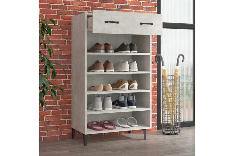 beBasic Skoskap betonggrå 60x35x105 cm konstruert tre - GrÃ¥ - Oppbevaring - Skooppbevaring - Skoskap