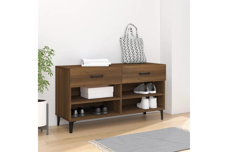 beBasic Skoskap brun eik 102x35x55 cm konstruert tre - Brun - Oppbevaring - Skooppbevaring - Skoskap