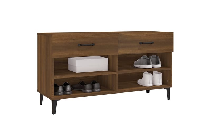 beBasic Skoskap brun eik 102x35x55 cm konstruert tre - Brun - Oppbevaring - Skooppbevaring - Skoskap