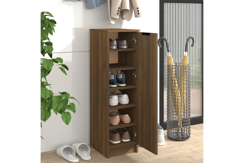 beBasic Skoskap brun eik 30x35x100 cm konstruert tre - Brun - Oppbevaring - Skooppbevaring
