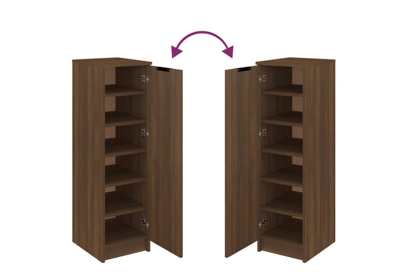 beBasic Skoskap brun eik 30x35x100 cm konstruert tre - Brun - Oppbevaring - Skooppbevaring