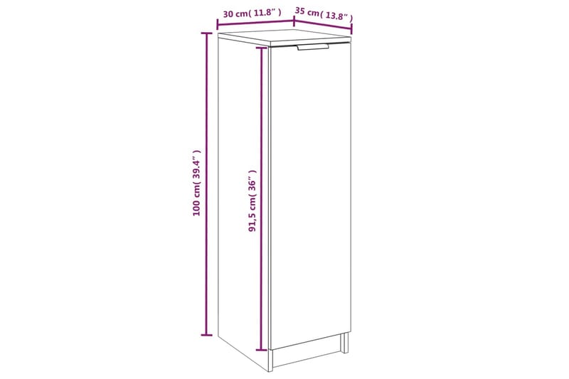 beBasic Skoskap brun eik 30x35x100 cm konstruert tre - Brun - Oppbevaring - Skooppbevaring