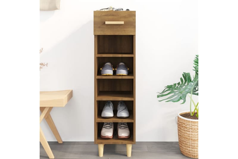 beBasic Skoskap brun eik 30x35x105 cm konstruert tre - Brun - Oppbevaring - Skooppbevaring - Skoskap