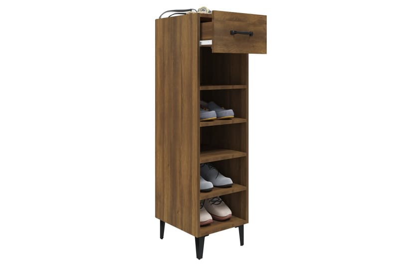 beBasic Skoskap brun eik 30x35x105 cm konstruert tre - Brun - Oppbevaring - Skooppbevaring - Skoskap
