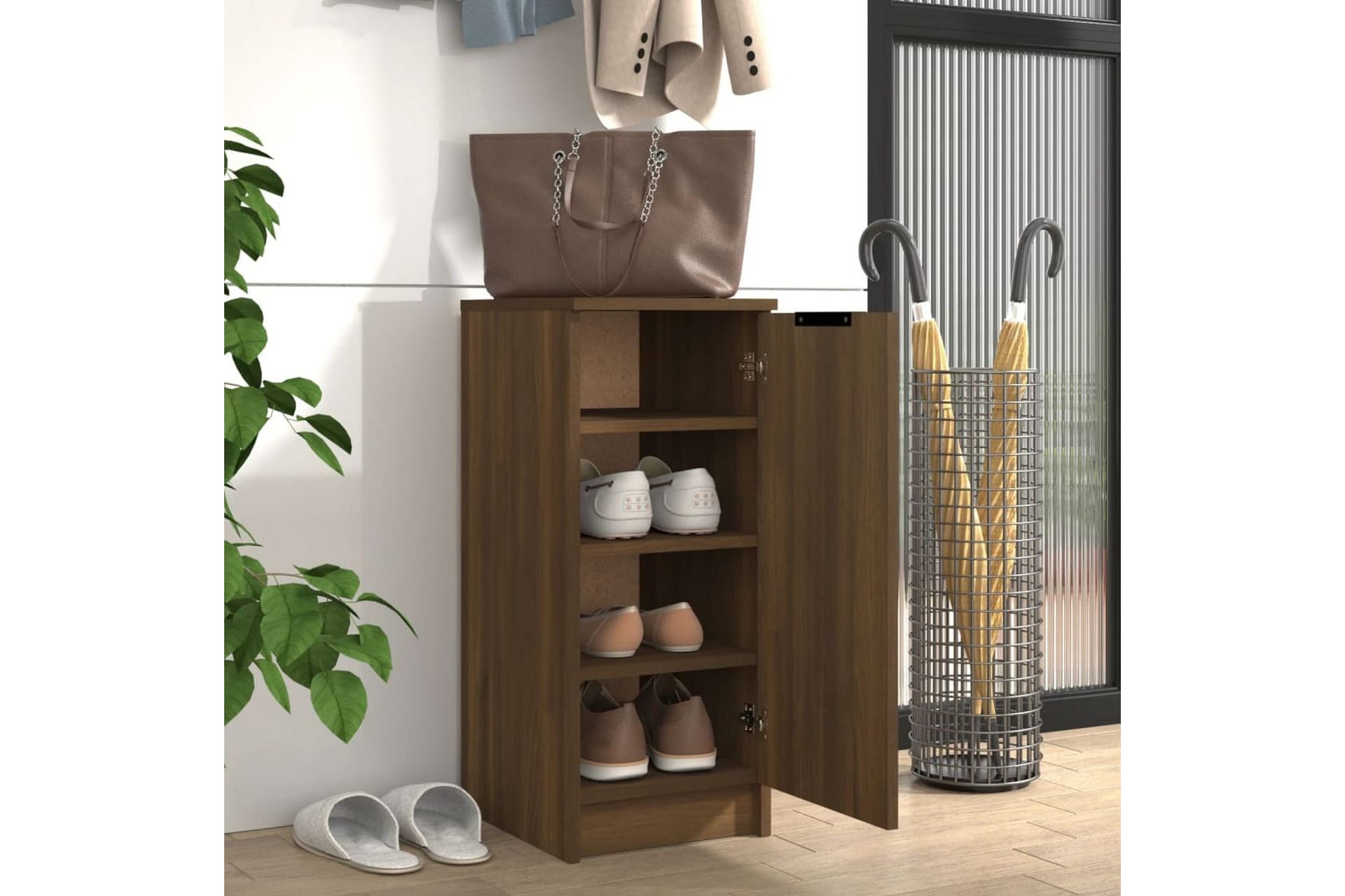 beBasic Skoskap brun eik 30x35x70 cm konstruert tre - Brun - Oppbevaring - Skooppbevaring