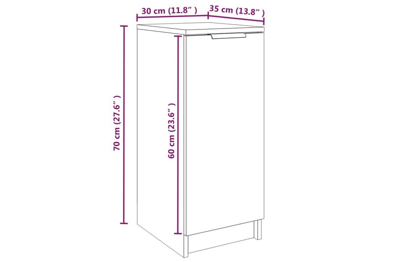 beBasic Skoskap brun eik 30x35x70 cm konstruert tre - Brun - Oppbevaring - Skooppbevaring