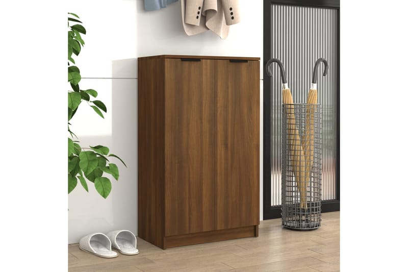 beBasic Skoskap brun eik 59x35x100 cm konstruert tre - Brun - Oppbevaring - Skooppbevaring - Skoskap