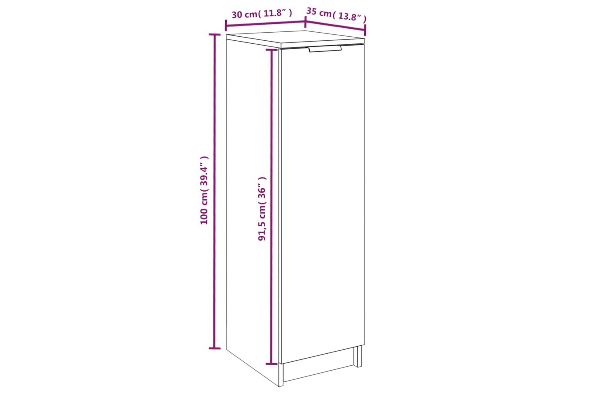 beBasic Skoskap grå sonoma 30x35x100 cm konstruert tre - GrÃ¥ - Oppbevaring - Skooppbevaring