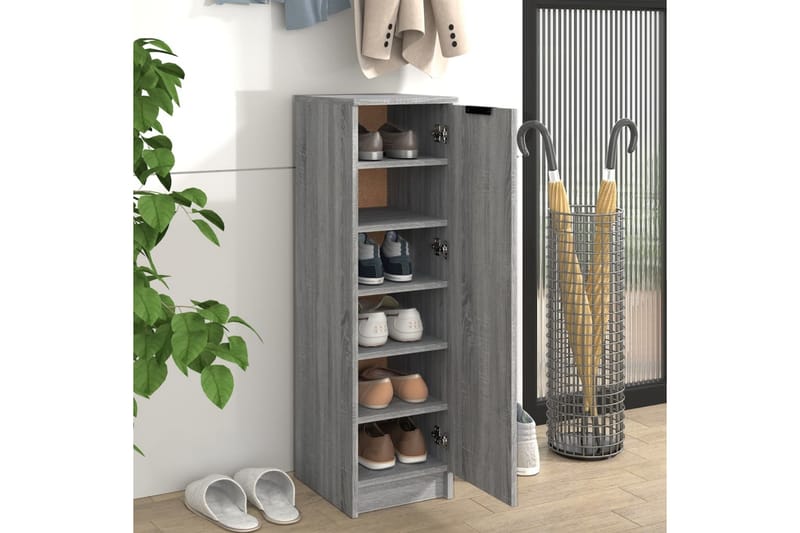 beBasic Skoskap grå sonoma 30x35x100 cm konstruert tre - GrÃ¥ - Oppbevaring - Skooppbevaring