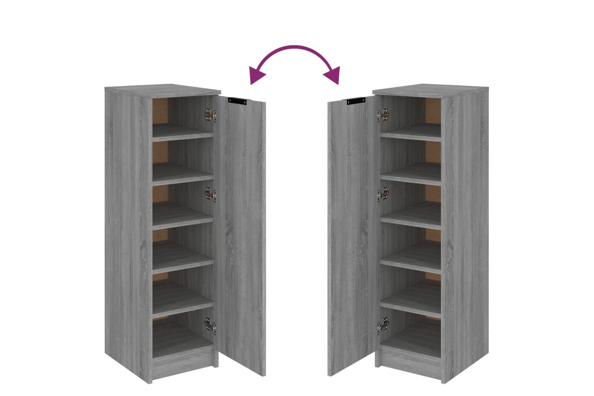 beBasic Skoskap grå sonoma 30x35x100 cm konstruert tre - GrÃ¥ - Oppbevaring - Skooppbevaring
