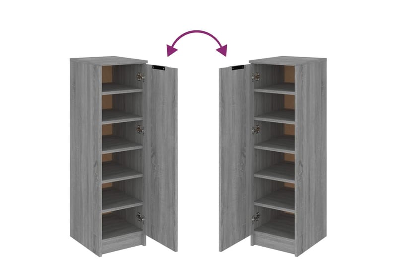 beBasic Skoskap grå sonoma 30x35x100 cm konstruert tre - GrÃ¥ - Oppbevaring - Skooppbevaring