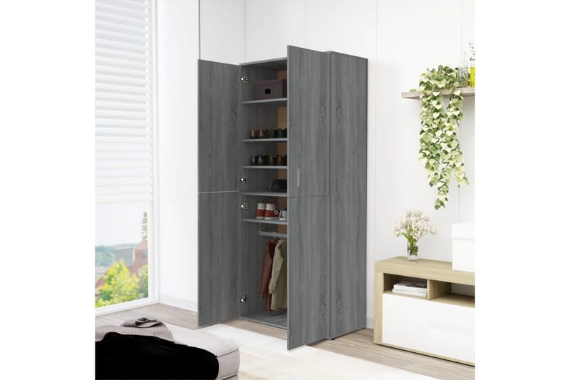beBasic Skoskap grå sonoma 80x39x178 cm konstruert tre - GrÃ¥ - Oppbevaring - Skooppbevaring