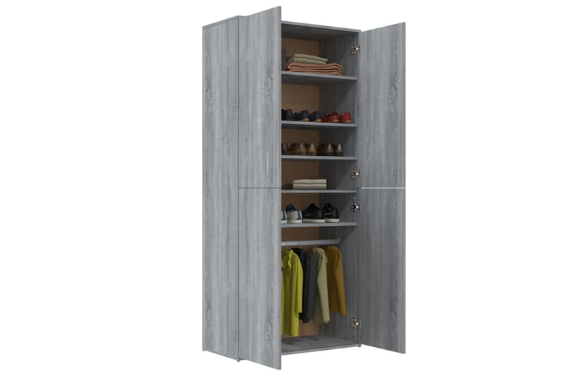 beBasic Skoskap grå sonoma 80x39x178 cm konstruert tre - GrÃ¥ - Oppbevaring - Skooppbevaring