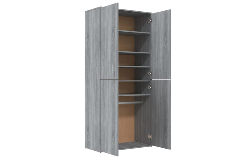 beBasic Skoskap grå sonoma 80x39x178 cm konstruert tre - GrÃ¥ - Oppbevaring - Skooppbevaring