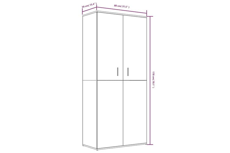 beBasic Skoskap grå sonoma 80x39x178 cm konstruert tre - GrÃ¥ - Oppbevaring - Skooppbevaring