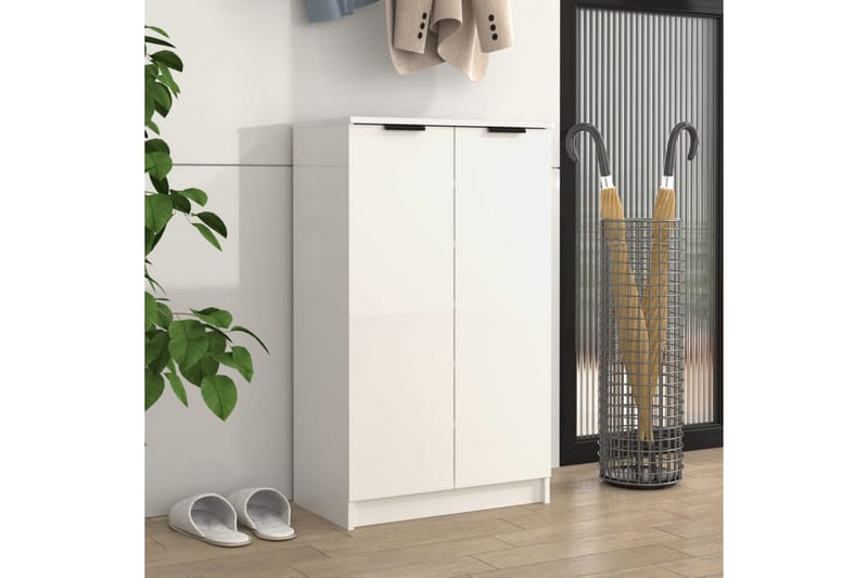 beBasic Skoskap høyglans hvit 59x35x100 cm konstruert tre - Hvit - Oppbevaring - Skooppbevaring - Skoskap
