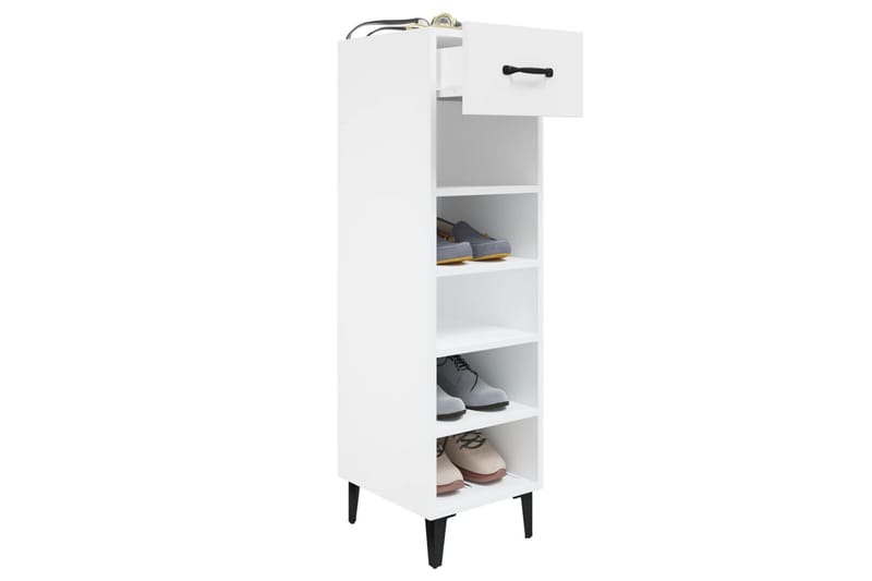 beBasic Skoskap hvit 30x35x105 cm konstruert tre - Hvit - Oppbevaring - Skooppbevaring - Skoskap