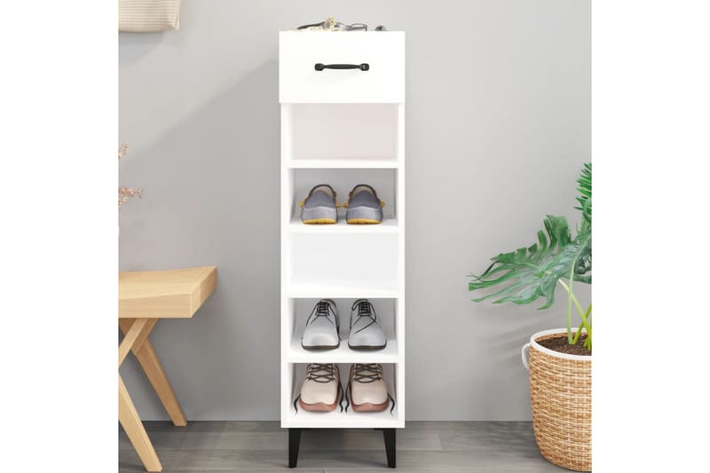 beBasic Skoskap hvit 30x35x105 cm konstruert tre - Hvit - Oppbevaring - Skooppbevaring - Skoskap