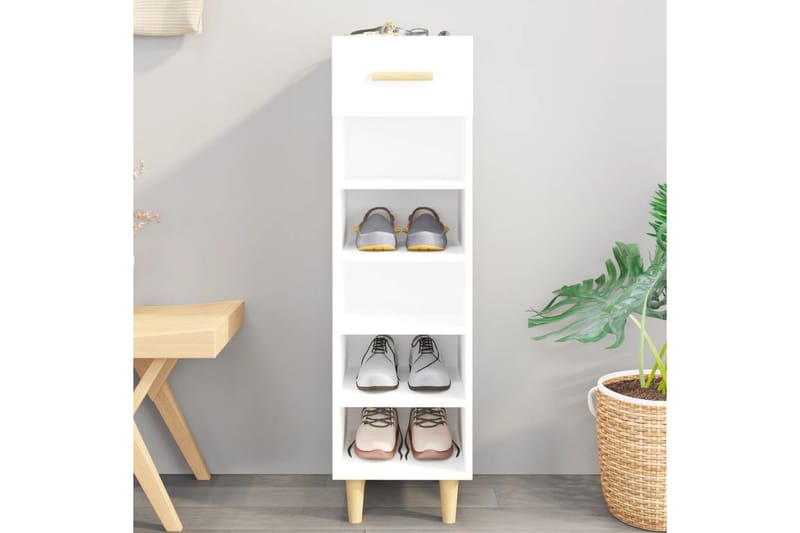 beBasic Skoskap hvit 30x35x105 cm konstruert tre - Hvit - Oppbevaring - Skooppbevaring - Skoskap